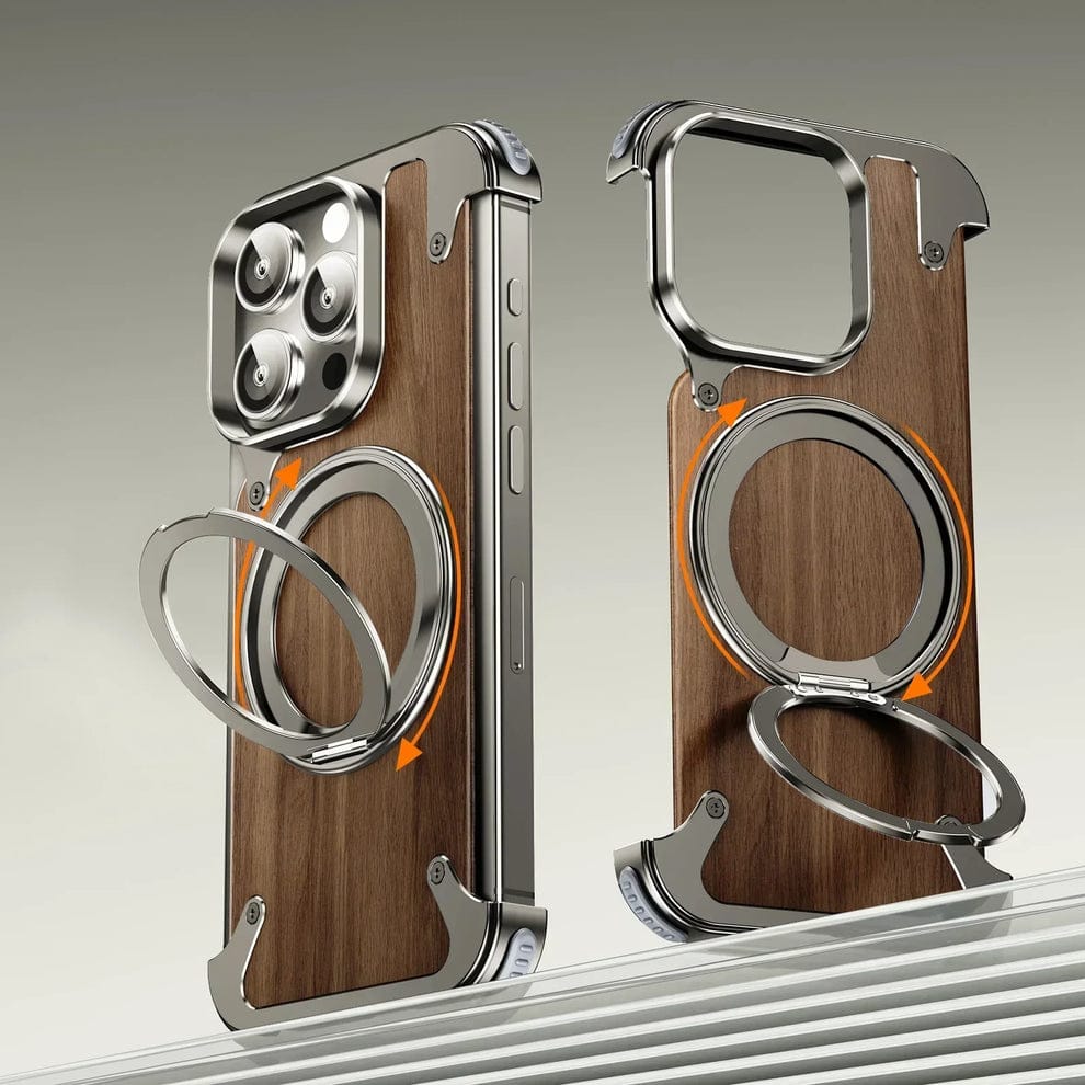 (Buy 1 Get 1) Luxury Wooden Metal iPhone Case