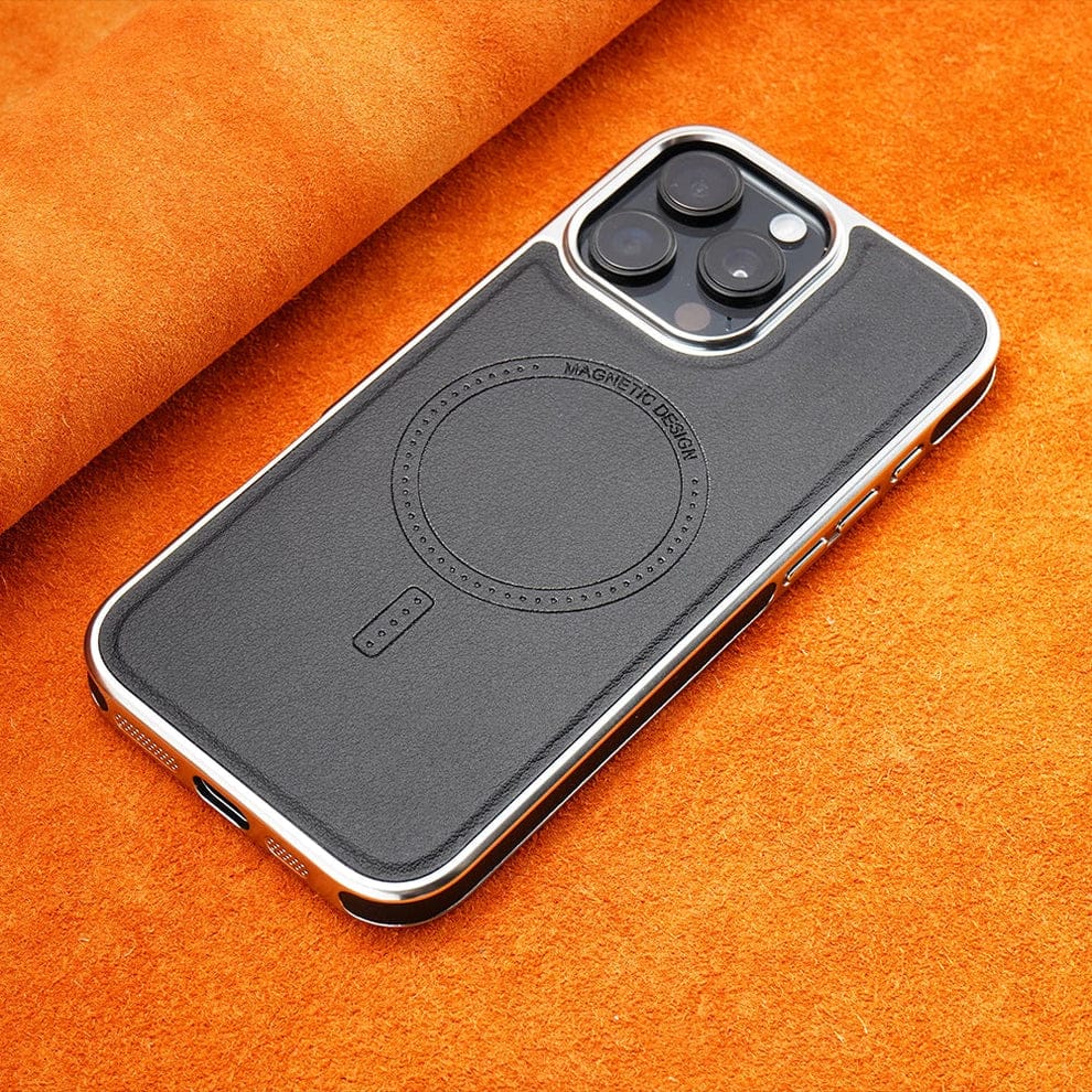 (Buy 1 Get 1) Luxury Magnetic Leather Case with MagSafe Enhanced Grip for iPhone (Black)