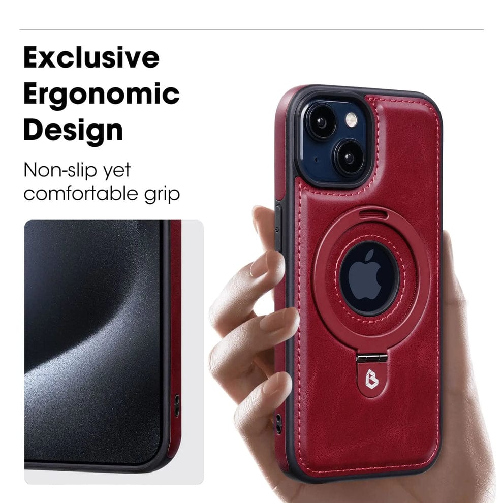 (Buy 1 Get 1) Full-Coverage Shockproof Leather Magnetic Stand iPhone Case