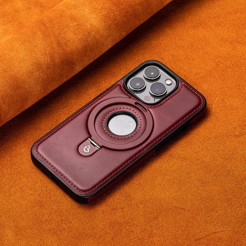 (Buy 1 Get 1) Full-Coverage Shockproof Leather Magnetic Stand iPhone Case