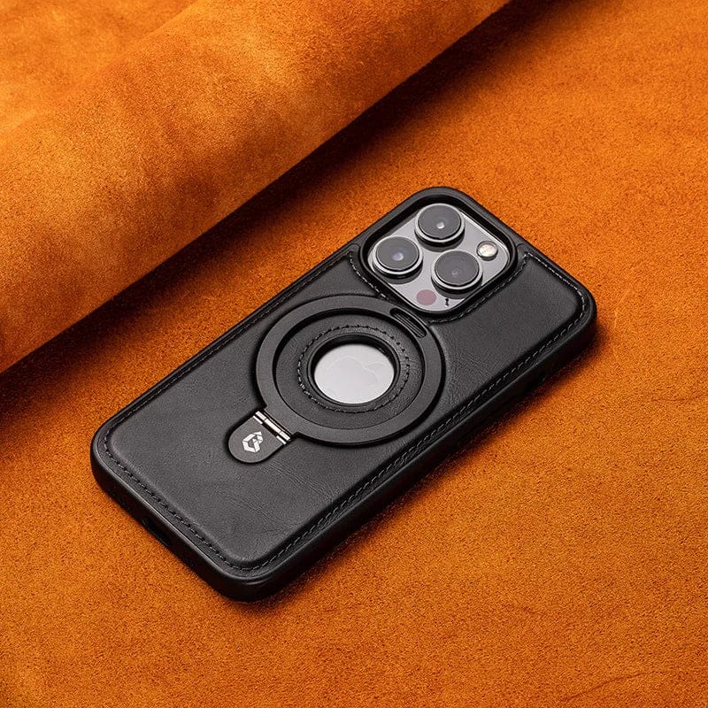 (Buy 1 Get 1) Full-Coverage Shockproof Leather Magnetic Stand iPhone Case