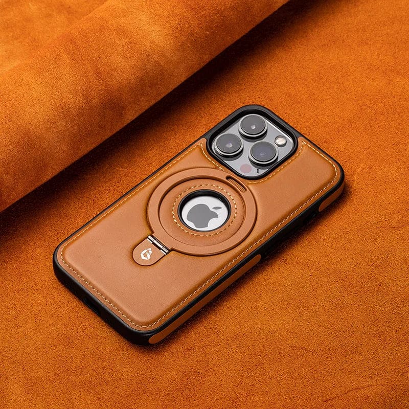 (Buy 1 Get 1) Full-Coverage Shockproof Leather Magnetic Stand iPhone Case