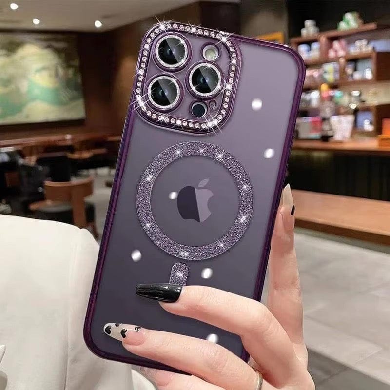 (Buy 1 Get 1) Rhinestones Bling Chrome Case With Camera Protector Case For iPhone