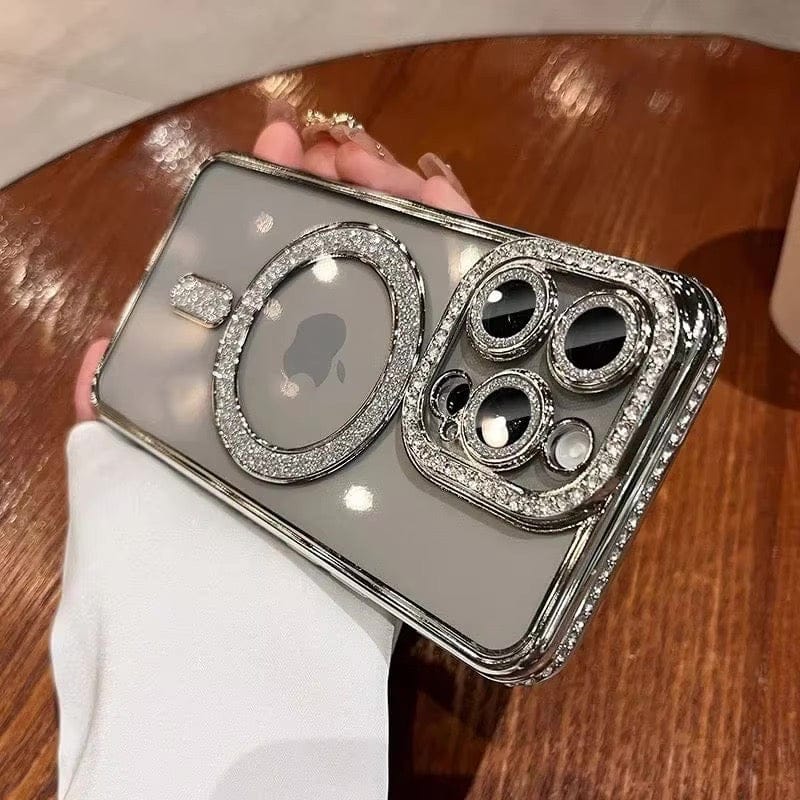 (Buy 1 Get 1) Rhinestones Bling Chrome Case With Camera Protector Case For iPhone