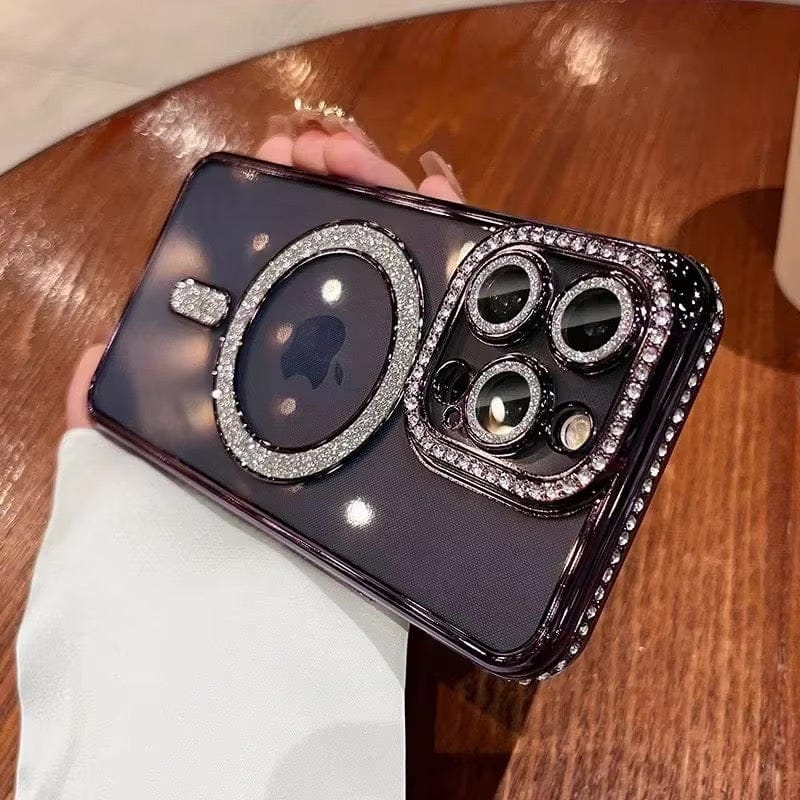 (Buy 1 Get 1) Rhinestones Bling Chrome Case With Camera Protector Case For iPhone