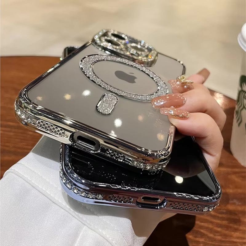 (Buy 1 Get 1) Rhinestones Bling Chrome Case With Camera Protector Case For iPhone