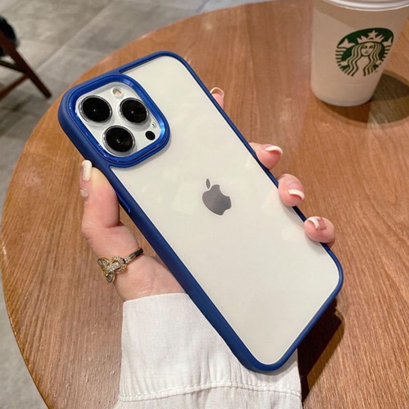 (Buy 1 Get 1) Metal Buttons Hybrid Case With Metal Lens Protection Case For iPhone