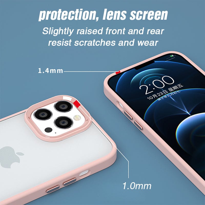 (Buy 1 Get 1) Metal Buttons Hybrid Case With Metal Lens Protection Case For iPhone
