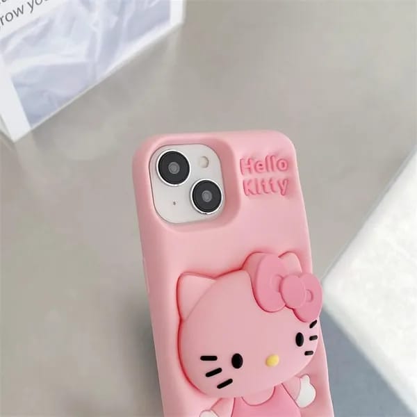 (Buy 1 Get 1) 3D Cartoon Hello Kitty Case Bow Cat Girly Kitty Doll Animal Back Case For iPhone