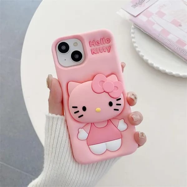(Buy 1 Get 1) 3D Cartoon Hello Kitty Case Bow Cat Girly Kitty Doll Animal Back Case For iPhone