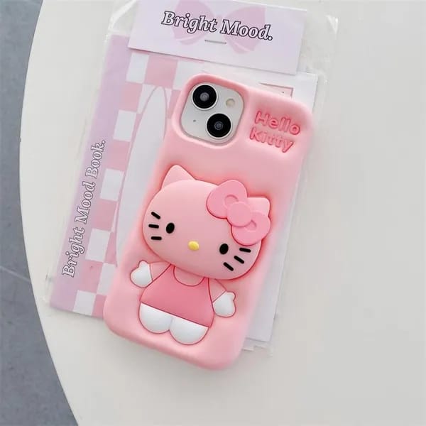 (Buy 1 Get 1) 3D Cartoon Hello Kitty Case Bow Cat Girly Kitty Doll Animal Back Case For iPhone