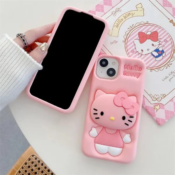(Buy 1 Get 1) 3D Cartoon Hello Kitty Case Bow Cat Girly Kitty Doll Animal Back Case For iPhone