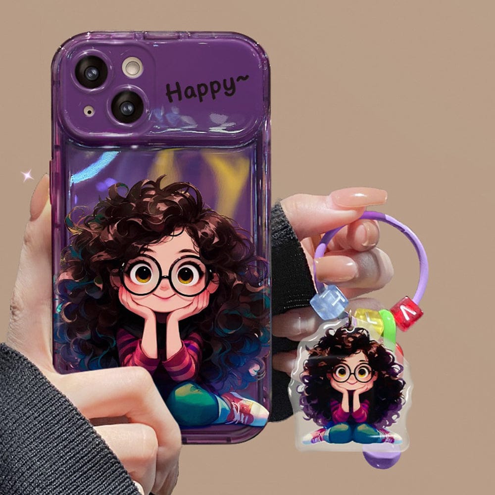 (Buy 1 Get 1) Cartoon Geek Girl Mirror iPhone Case