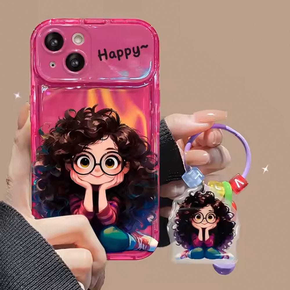 (Buy 1 Get 1) Cartoon Geek Girl Mirror iPhone Case