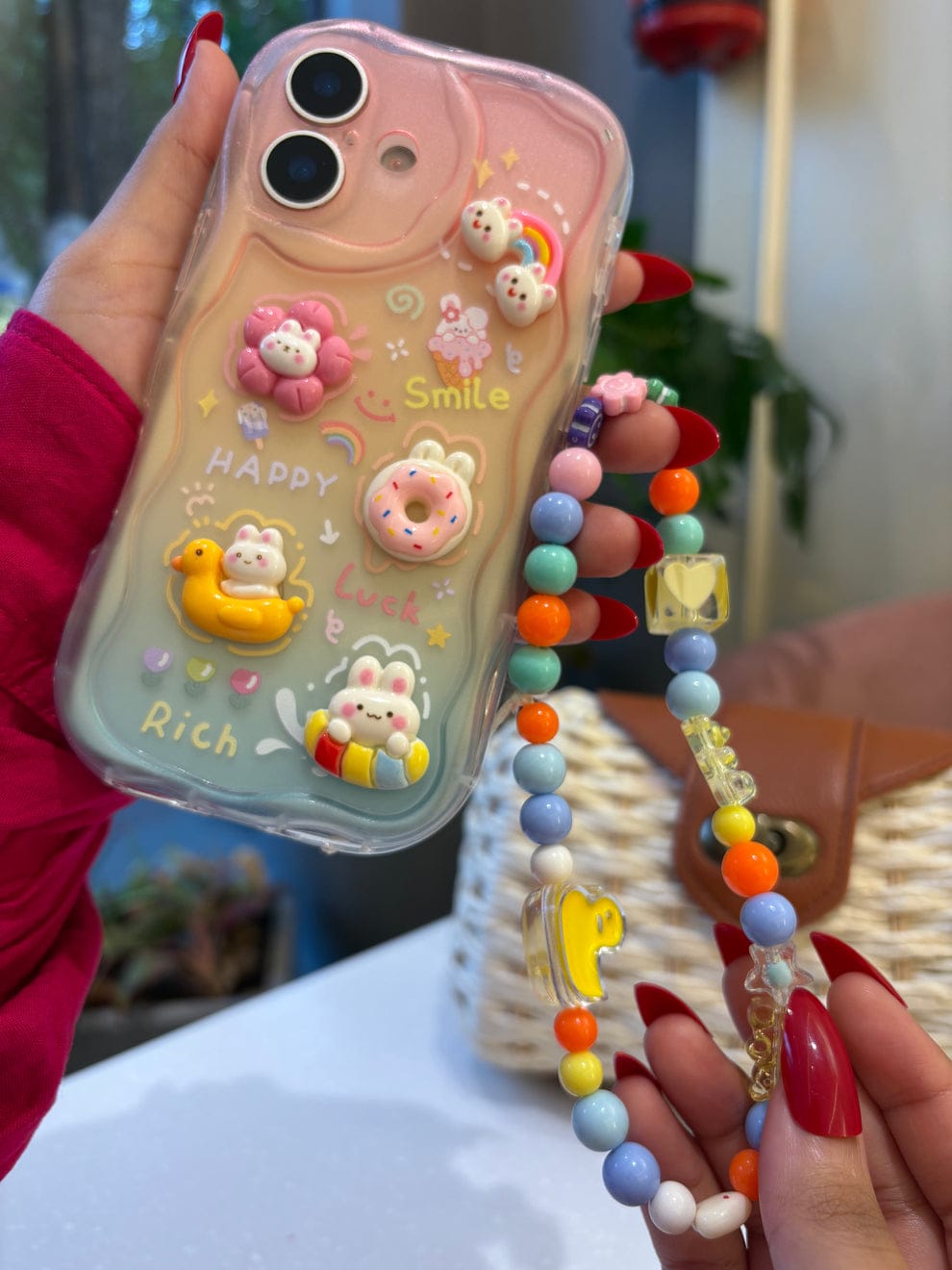 (Buy 1 Get 1) Curvy Edge Clear Case with Charm For iPhone