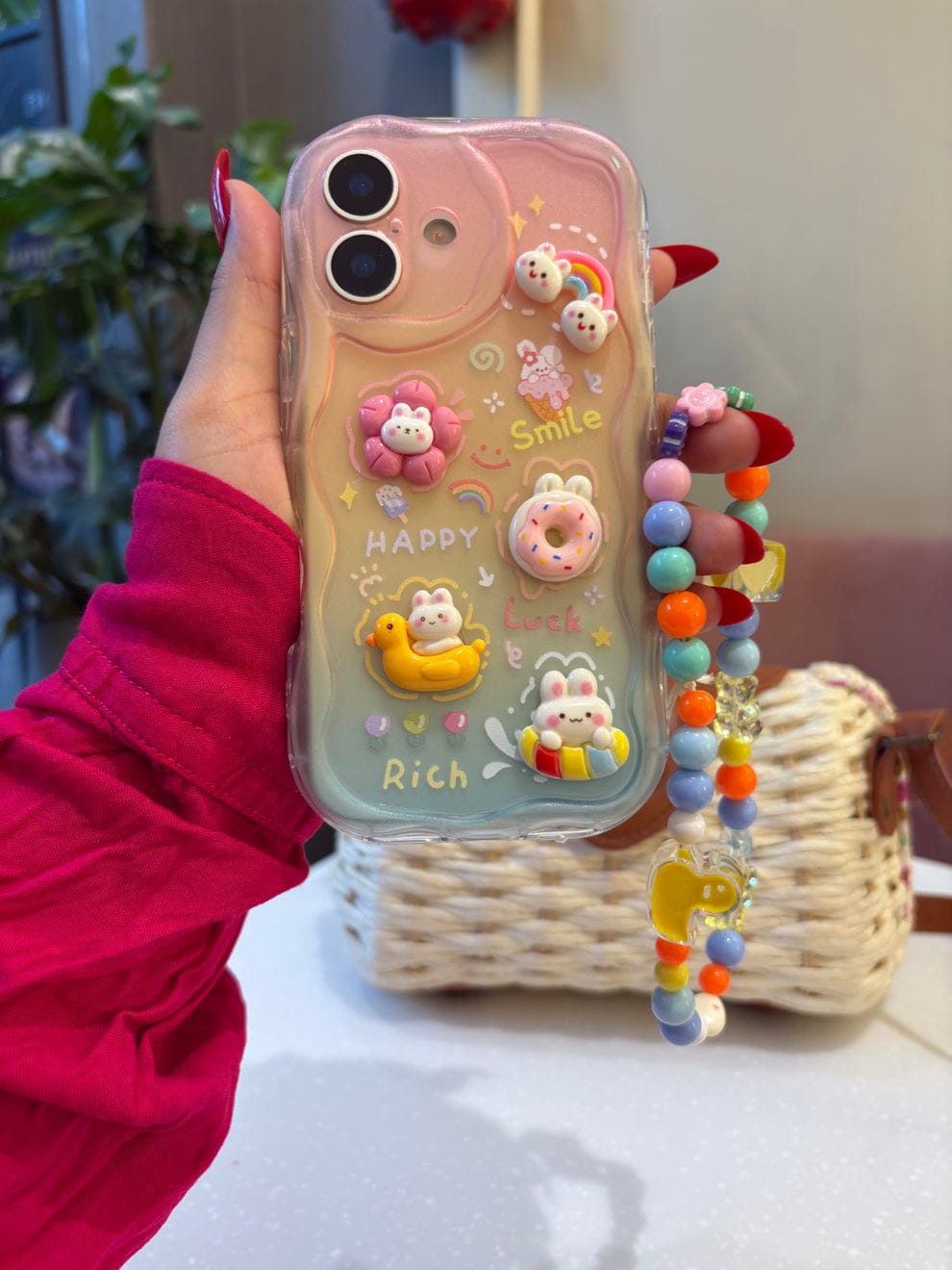 (Buy 1 Get 1) Curvy Edge Clear Case with Charm For iPhone
