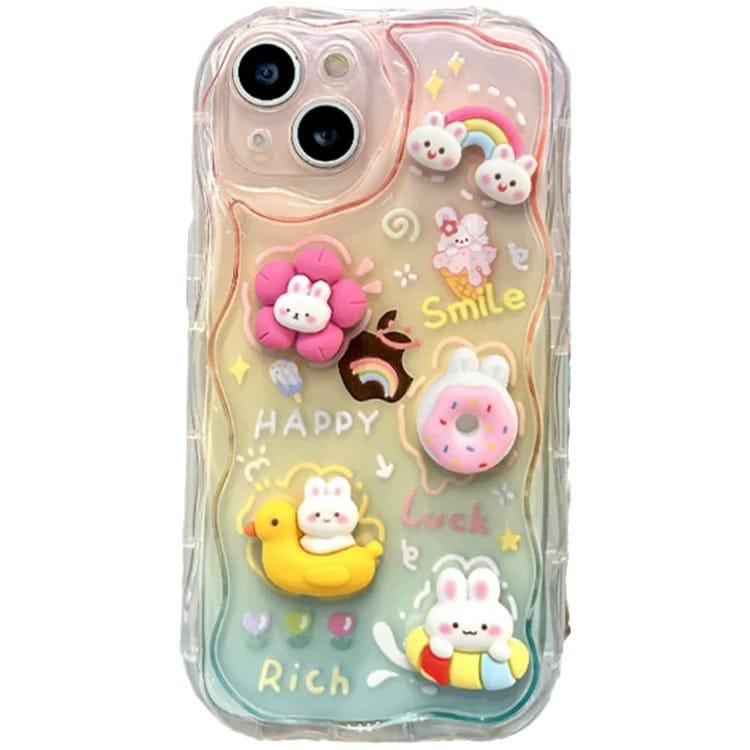 (Buy 1 Get 1) Curvy Edge Clear Case with Charm For iPhone