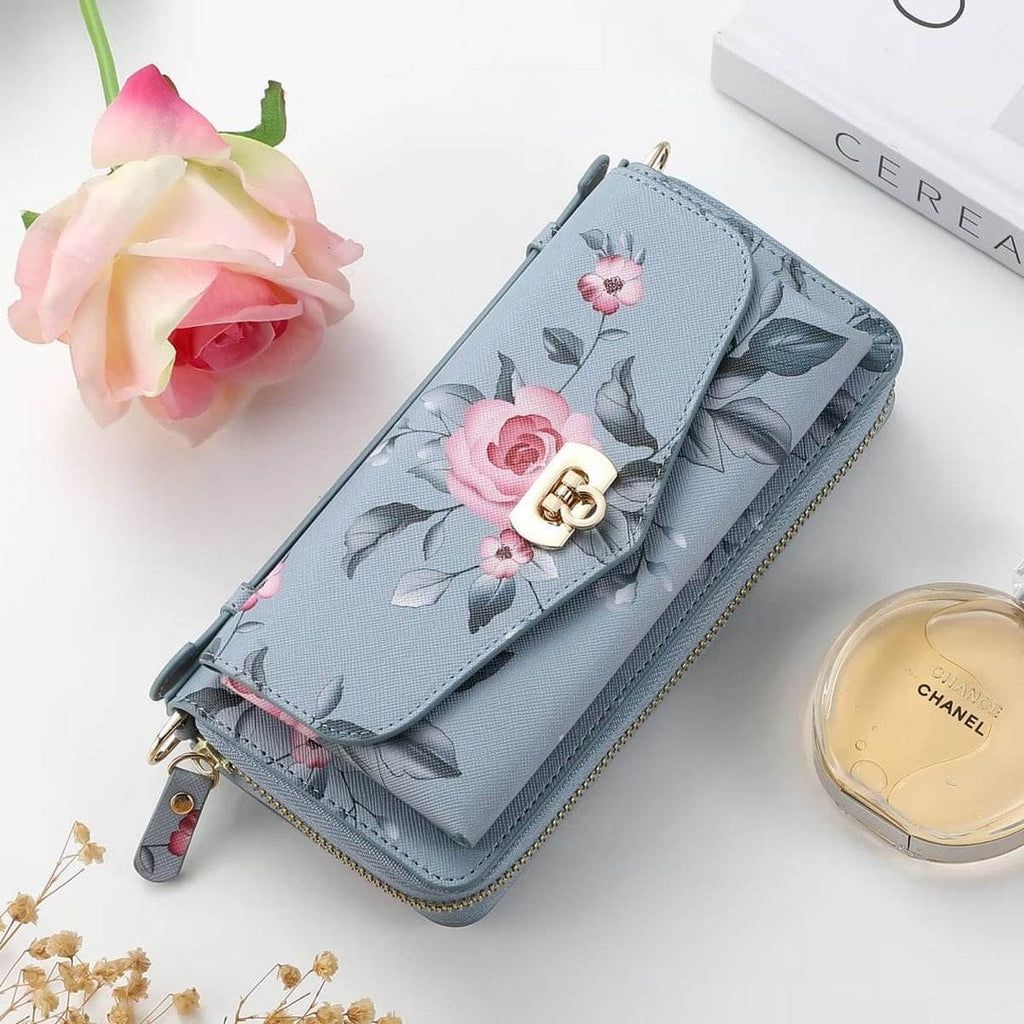 (Buy 1 Get 1) Flower Embellished Zipper Purse and Wallet Duo For iPhone