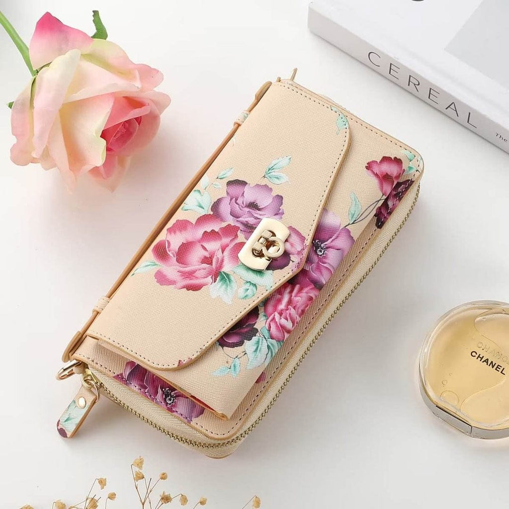 (Buy 1 Get 1) Flower Embellished Zipper Purse and Wallet Duo For iPhone