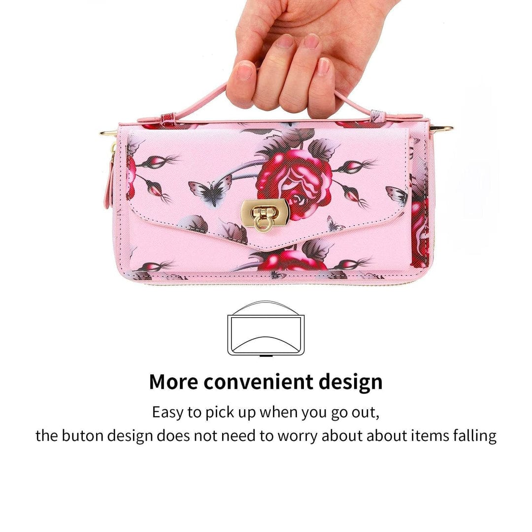 (Buy 1 Get 1) Flower Embellished Zipper Purse and Wallet Duo For iPhone