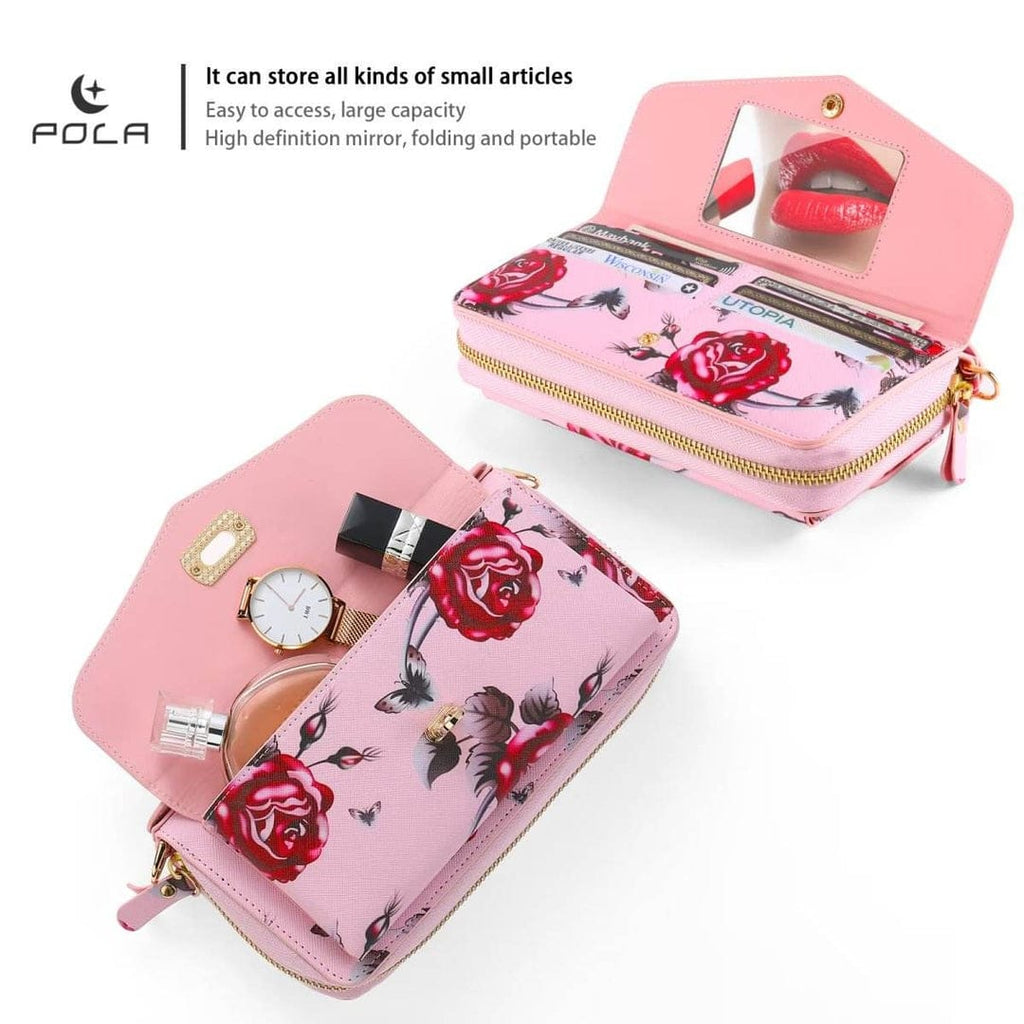 (Buy 1 Get 1) Flower Embellished Zipper Purse and Wallet Duo For iPhone
