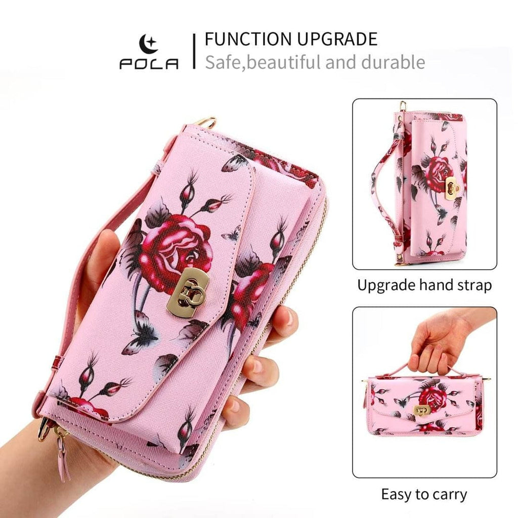 (Buy 1 Get 1) Flower Embellished Zipper Purse and Wallet Duo For iPhone