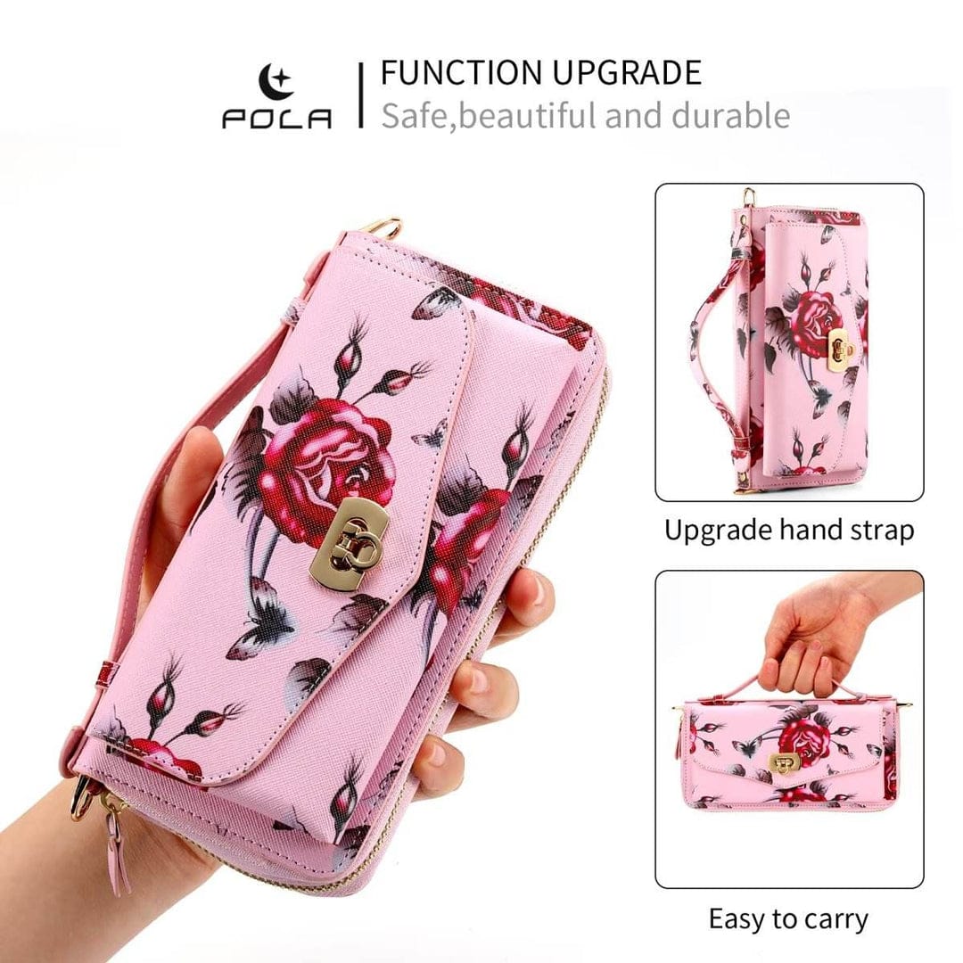 (Buy 1 Get 1) Flower Embellished Zipper Purse and Wallet Duo For iPhone