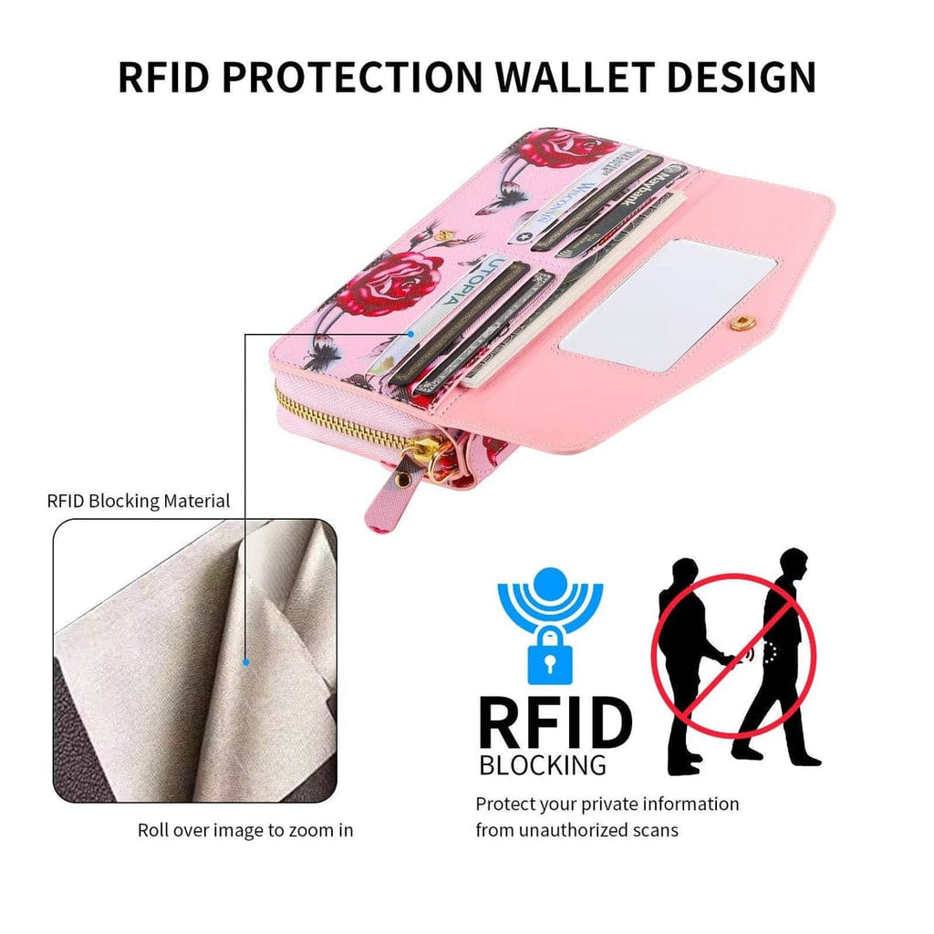 (Buy 1 Get 1) Flower Embellished Zipper Purse and Wallet Duo For iPhone