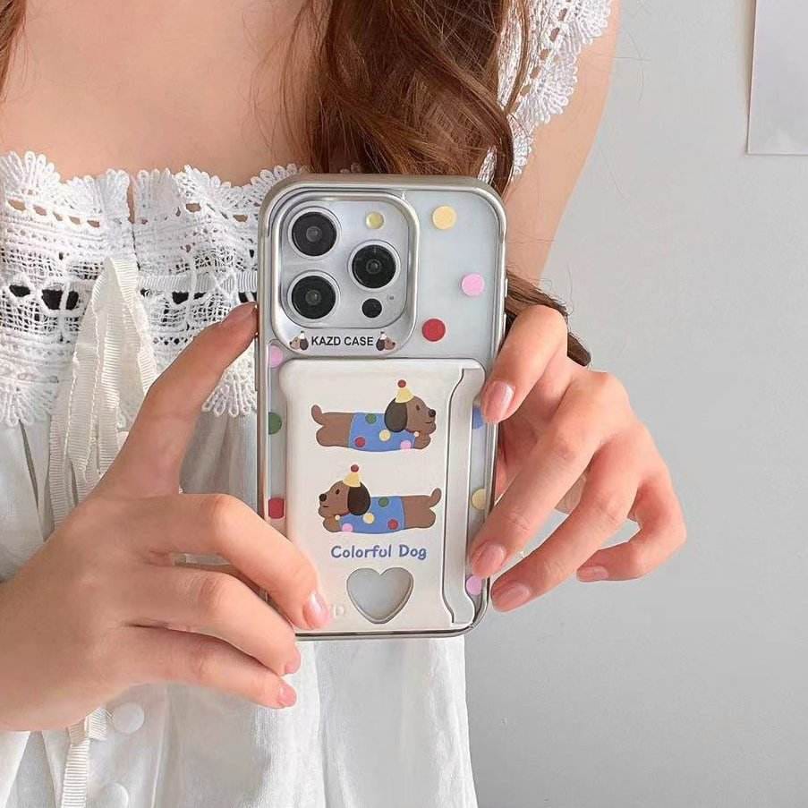 (Buy 1 Get 1) Playful Pooch Card Holder Case For iPhone