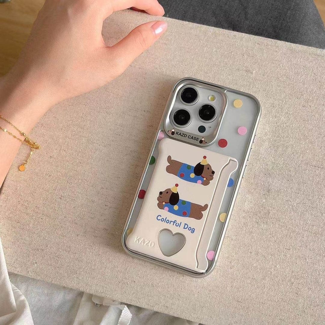 (Buy 1 Get 1) Playful Pooch Card Holder Case For iPhone
