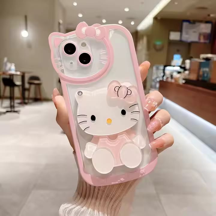 (Buy 1 Get 1) 3D Kitty With Mirror Mobile Case For iPhone