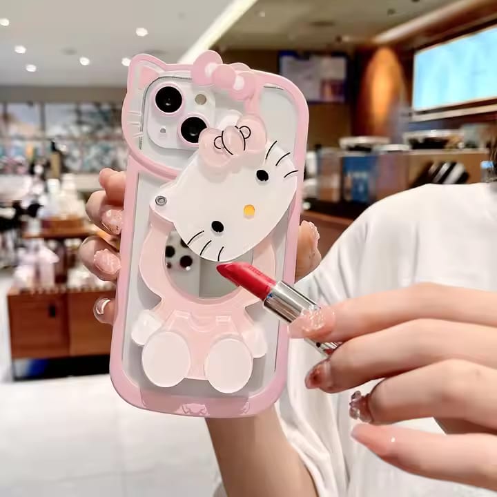 (Buy 1 Get 1) 3D Kitty With Mirror Mobile Case For iPhone