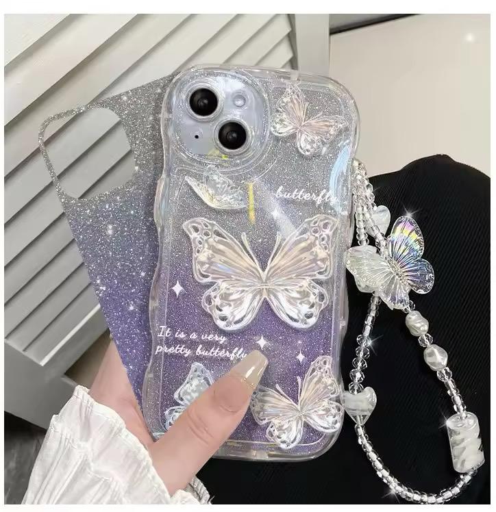 (Buy 1 Get 1) Fashion Gradual Colors Glitter TPU Butterfly Phone Case