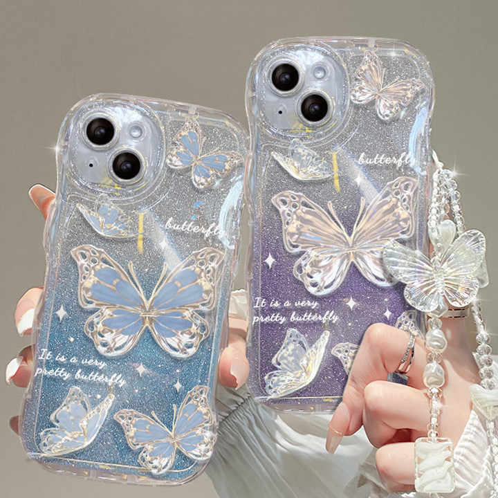 (Buy 1 Get 1) Fashion Gradual Colors Glitter TPU Butterfly Phone Case