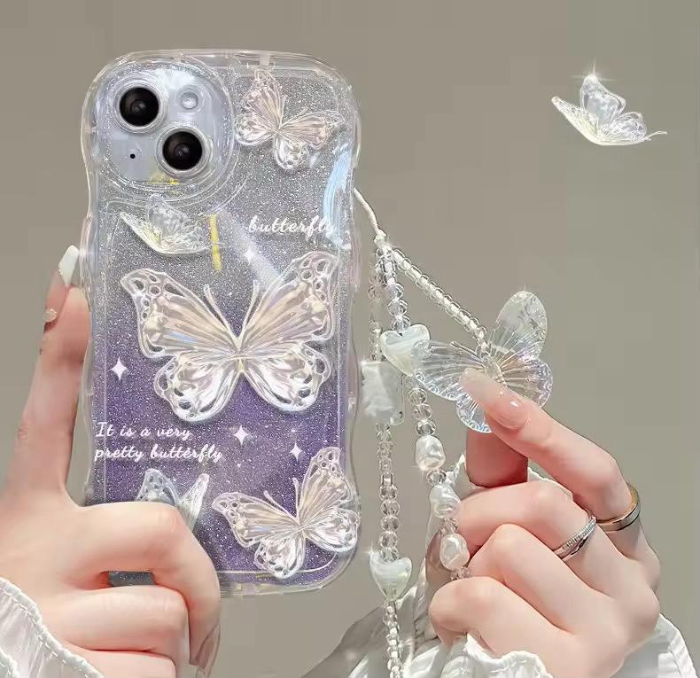 (Buy 1 Get 1) Fashion Gradual Colors Glitter TPU Butterfly Phone Case