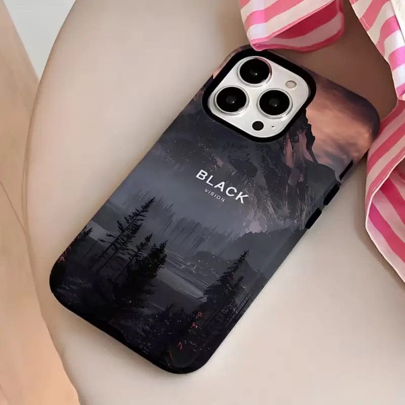 (Buy 1 Get 1) Fog Valley Crystal Midnight Black Case For iPhone