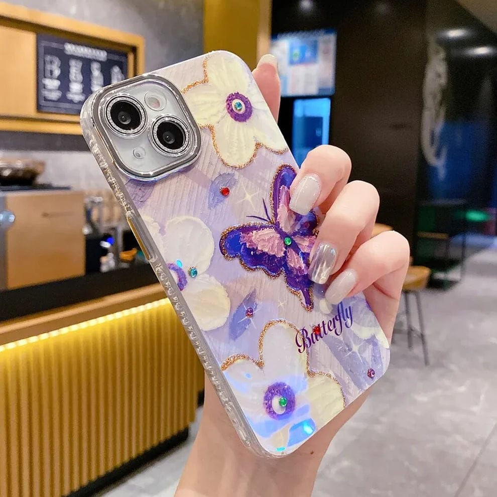 (Buy 1 Get 1) Butterfly Pearl Adorned Phone Case For iPhone