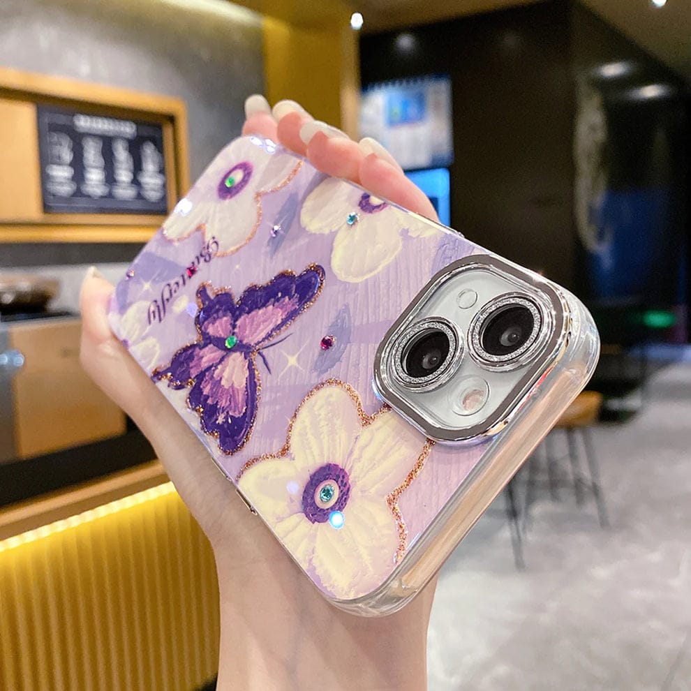 (Buy 1 Get 1) Butterfly Pearl Adorned Phone Case For iPhone