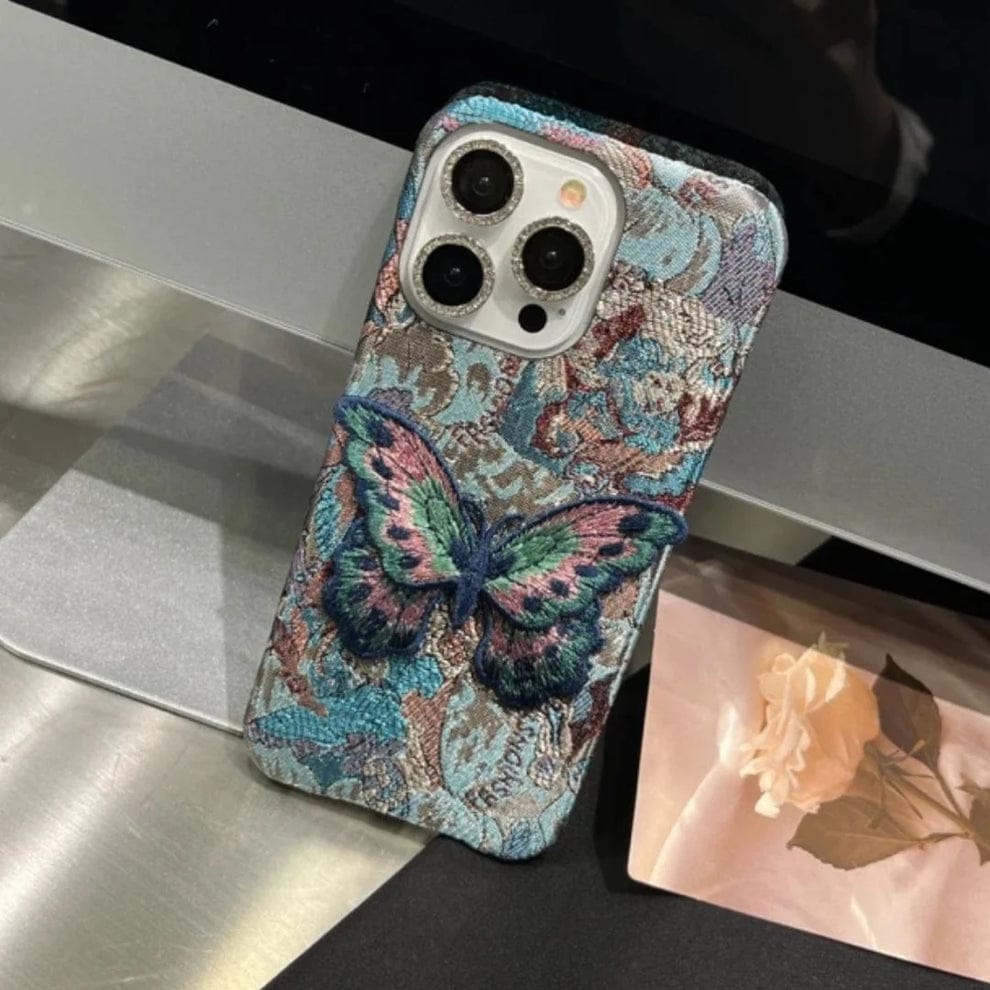 (Buy 1 Get 1) Butterfly Embroidery Luxe Case For iPhone