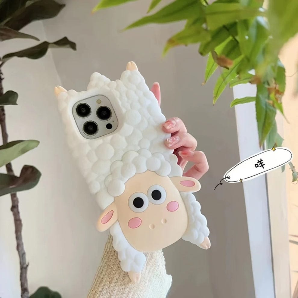 (Buy 1 Get 1) 3D Cartoon Woolly Wonder Sheep Case For iPhone