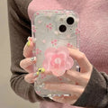 (Buy 1 Get 1) Cute Korean Floral Phone Gripper Case For iPhone