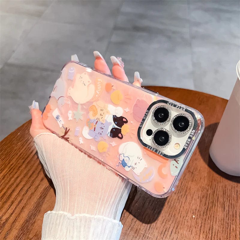 (Buy 1 Get 1) Cute Animal Pattern Shield Case For iPhone