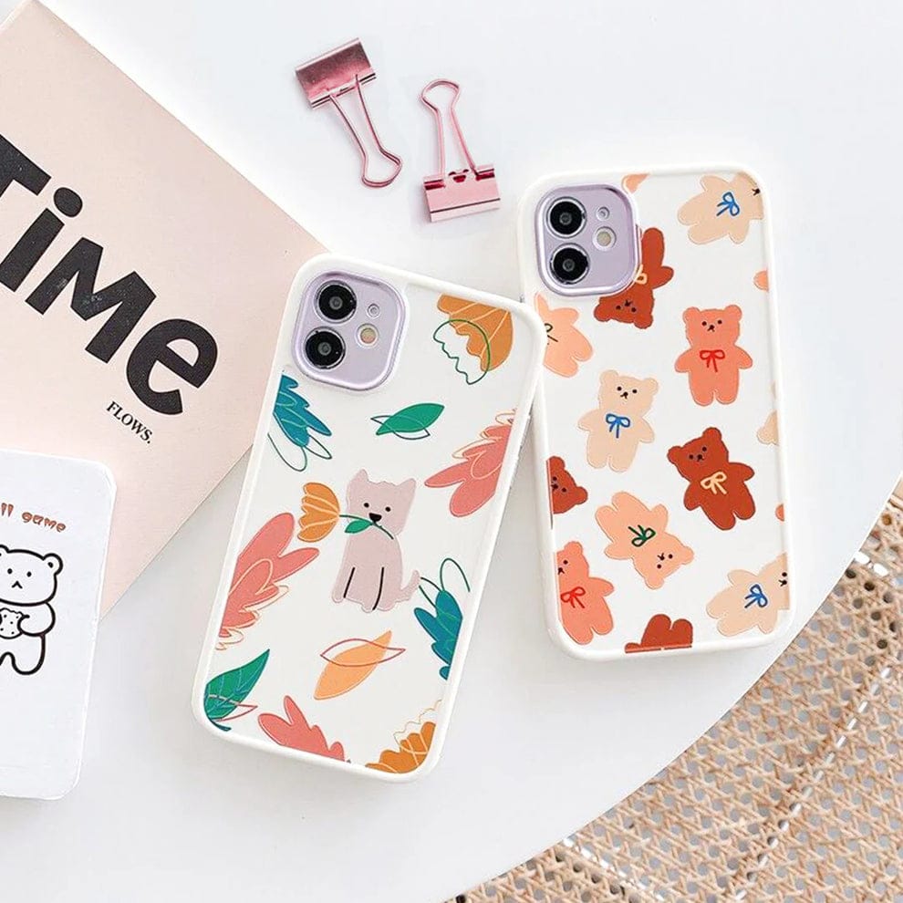 (Buy 1 Get 1) Cartoon Print Silicone Case with Camera Protection Case For iPhone