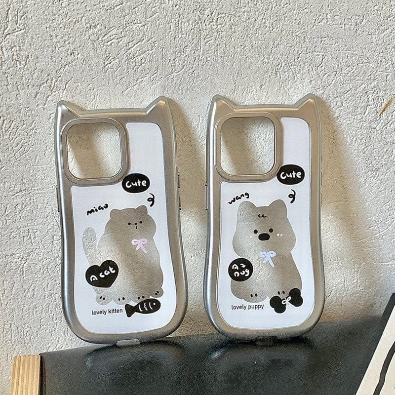 (Buy 1 Get 1) Whimsical Silver Plated Puppy Ears Case For iPhone