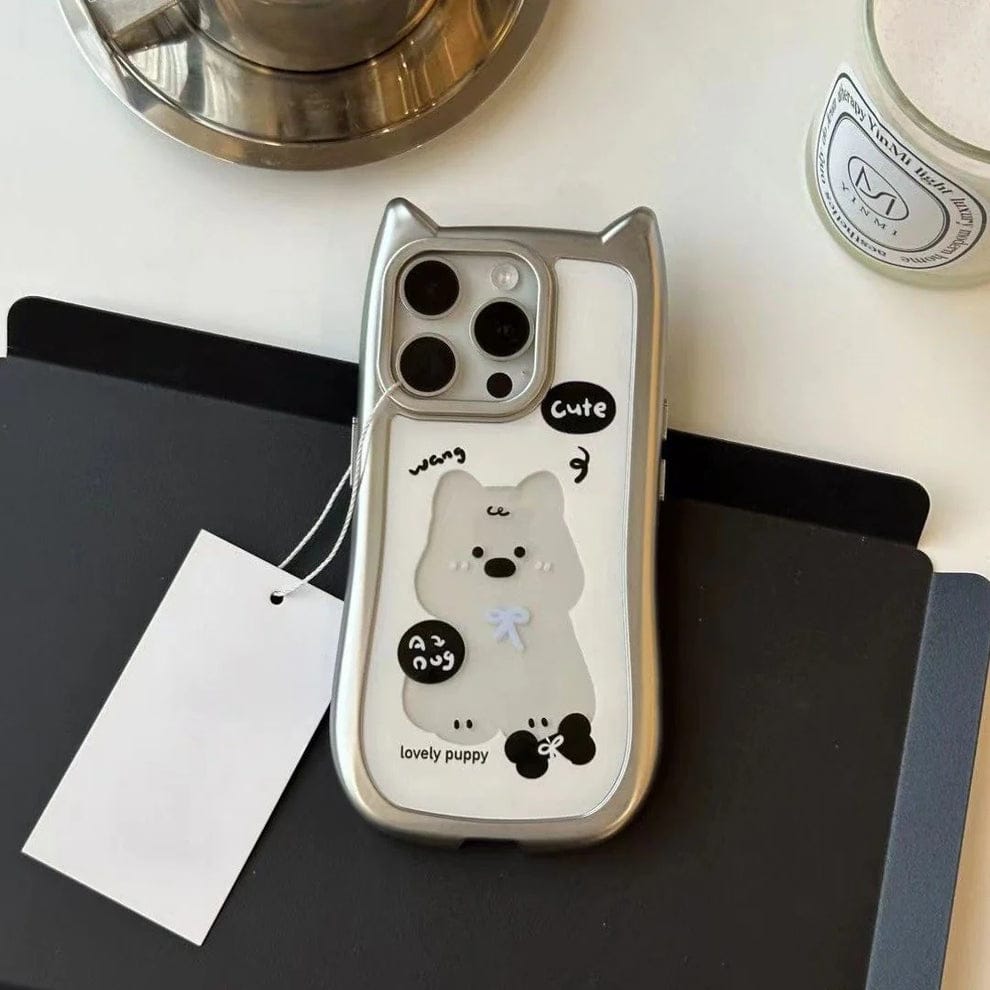 (Buy 1 Get 1) Whimsical Silver Plated Puppy Ears Case For iPhone