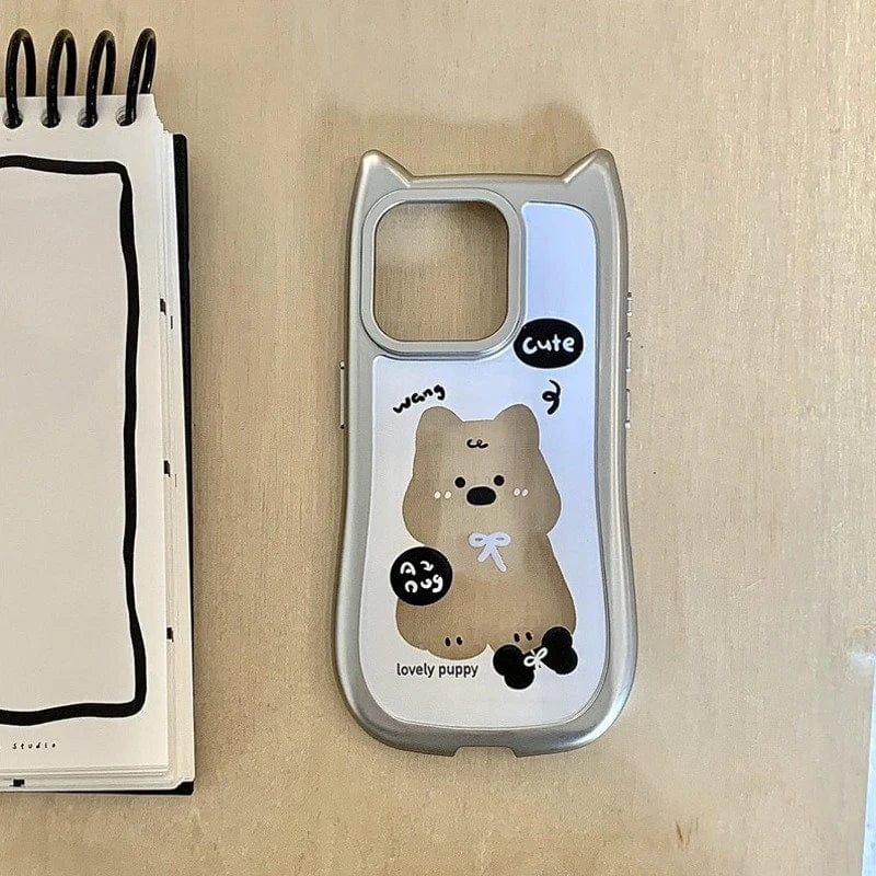 (Buy 1 Get 1) Whimsical Silver Plated Puppy Ears Case For iPhone