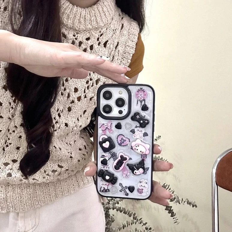 (Buy 1 Get 1) Whimsical 3D Kitty Cartoon Case with Charm For iPhone