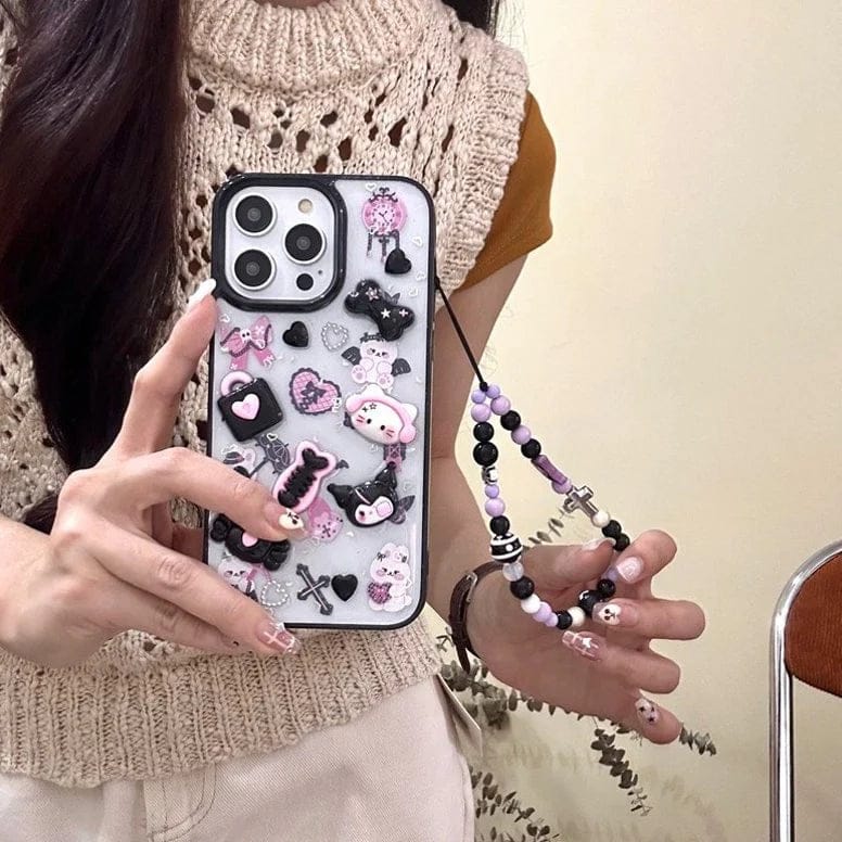 (Buy 1 Get 1) Whimsical 3D Kitty Cartoon Case with Charm For iPhone