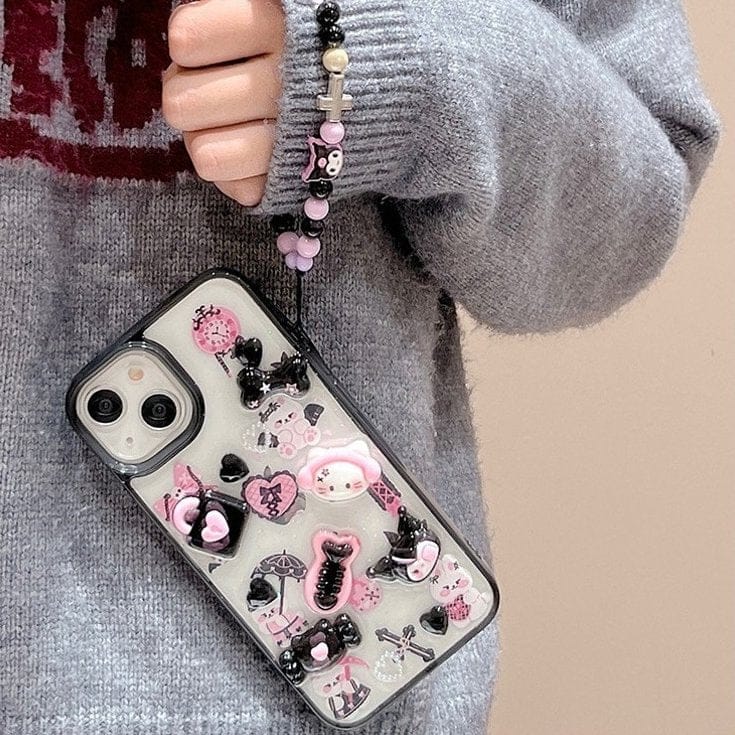 (Buy 1 Get 1) Whimsical 3D Kitty Cartoon Case with Charm For iPhone