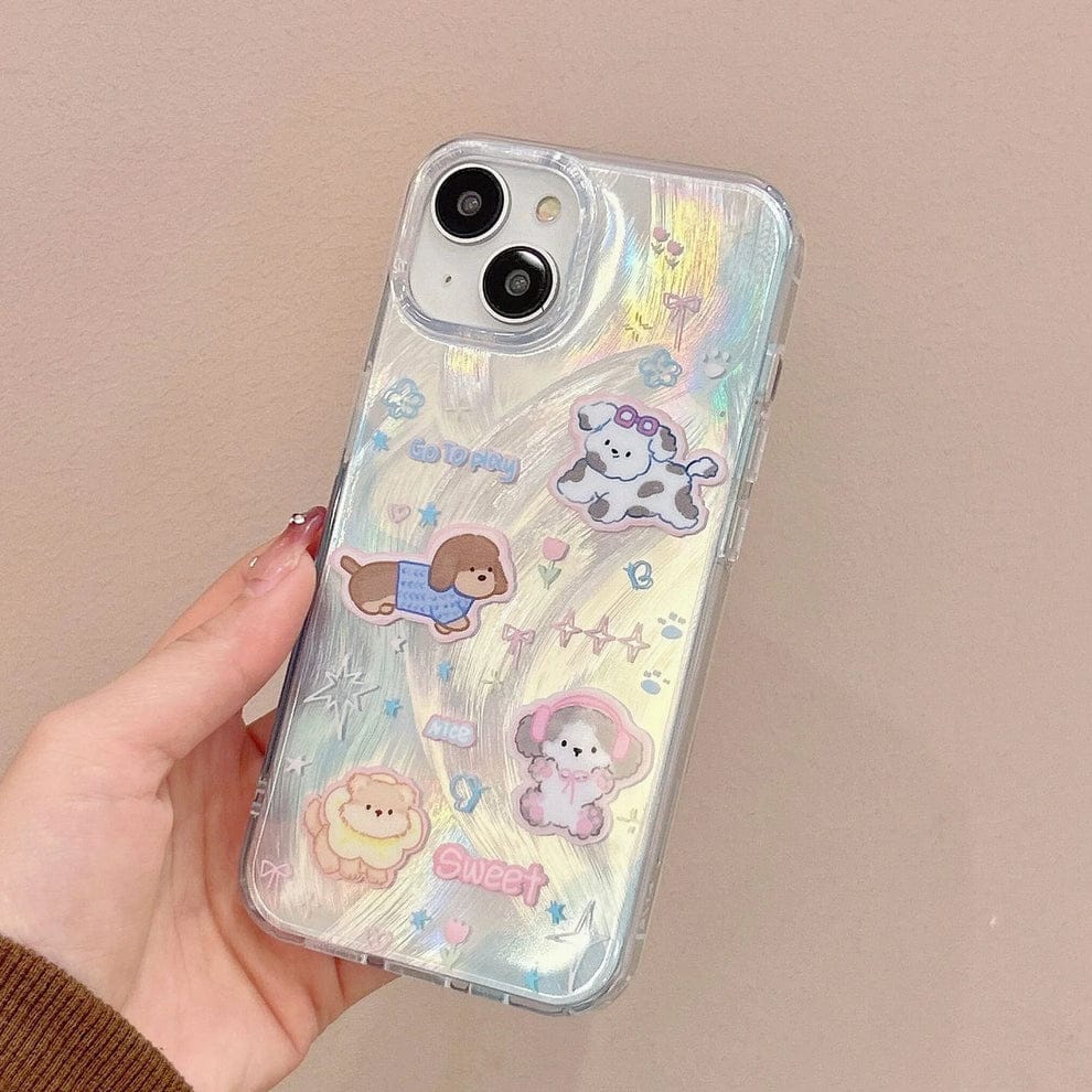 (Buy 1 Get 1) Sparkling Starry Pup Glimmer Case With AirPods Pro Case For iPhone